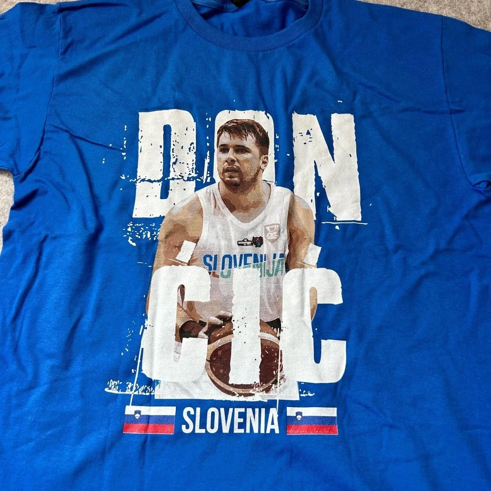 Luka Doncic Slovenia Short Sleeve T Shirt Blue Mens Size XL NWOT